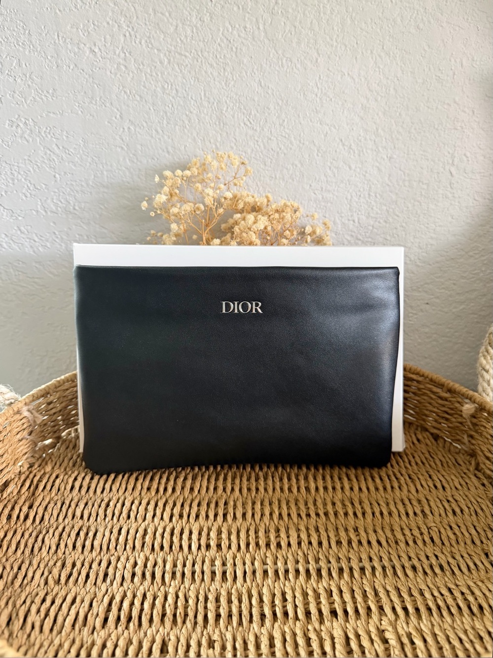 Dior Black Leather Logo Pouch